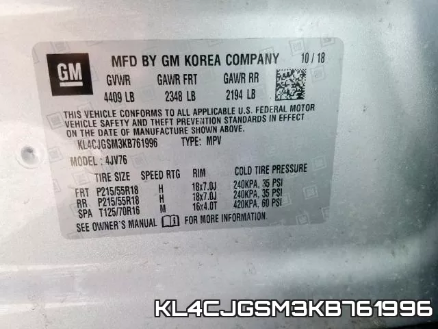 KL4CJGSM3KB761996 фото 2