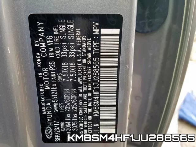 KM8SM4HF1JU288565 фото 2