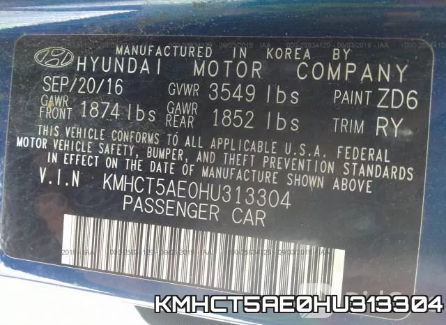 KMHCT5AE0HU313304 фото 10