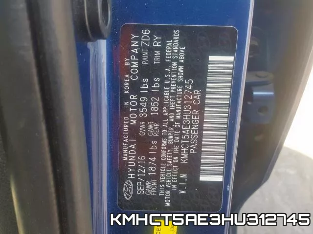 KMHCT5AE3HU312745 фото 2