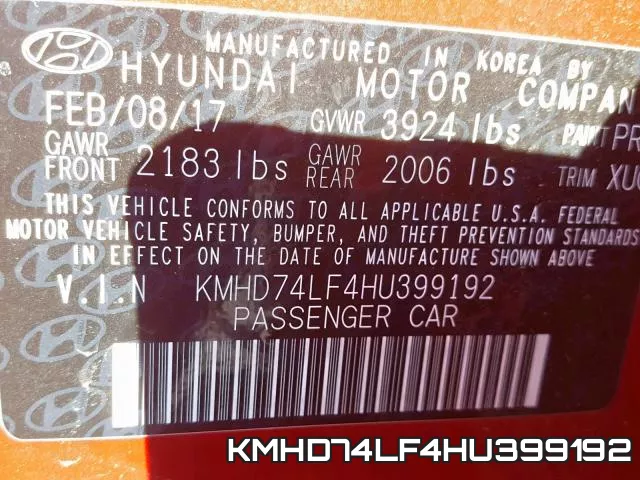 KMHD74LF4HU399192 фото 2