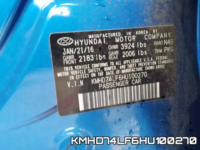 KMHD74LF6HU100270 фото 2
