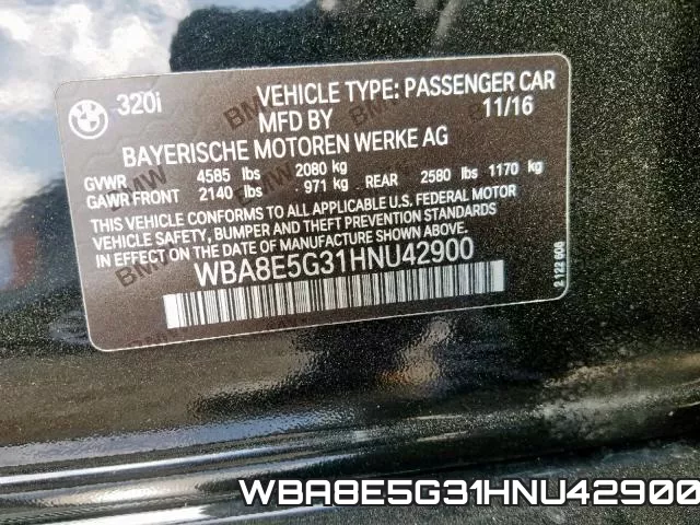WBA8E5G31HNU42900 фото 2