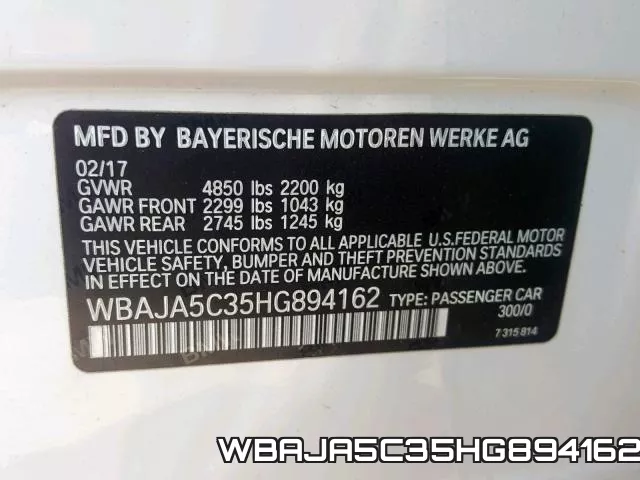 WBAJA5C35HG894162 фото 2