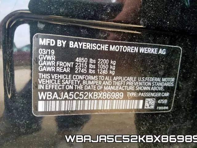 WBAJA5C52KBX86989 фото 2