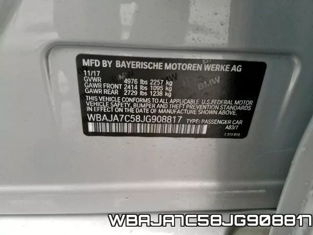 WBAJA7C58JG908817 фото 2