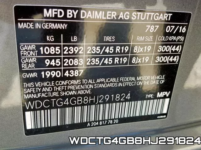 WDCTG4GB8HJ291824 фото 2