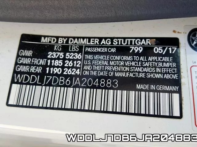 WDDLJ7DB6JA204883 фото 2