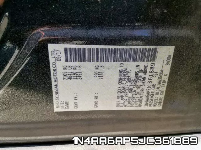 1N4AA6AP5JC361889 фото 2