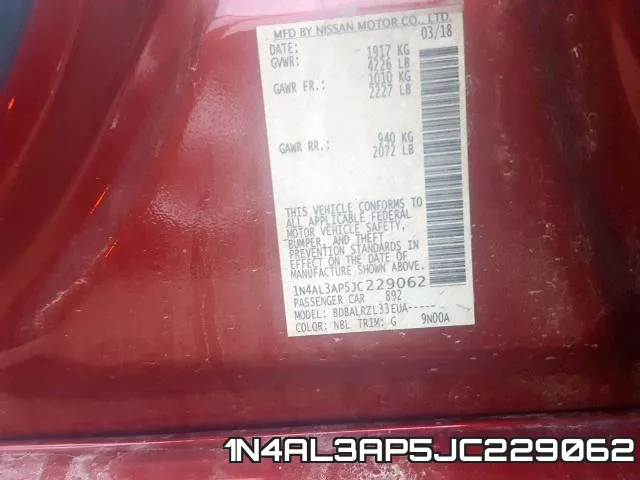 1N4AL3AP5JC229062 фото 2