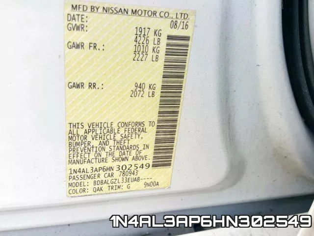 1N4AL3AP6HN302549 фото 2