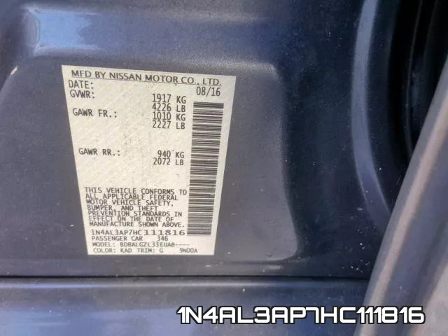 1N4AL3AP7HC111816 фото 2