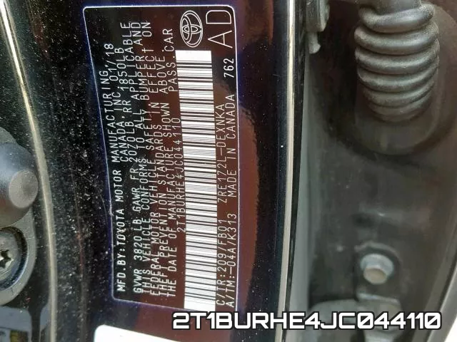 2T1BURHE4JC044110 фото 2