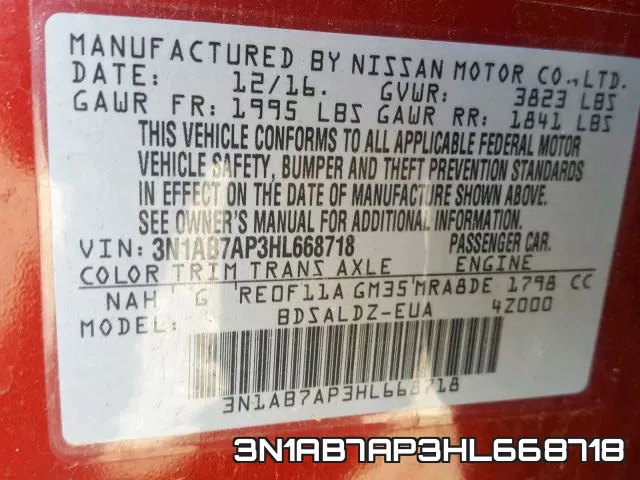 3N1AB7AP3HL668718 фото 2
