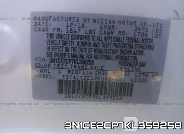 3N1CE2CP7KL359258 фото 10