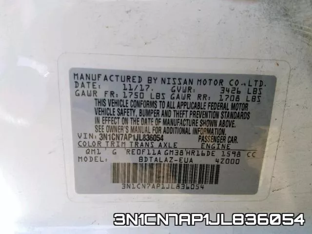 3N1CN7AP1JL836054 фото 2
