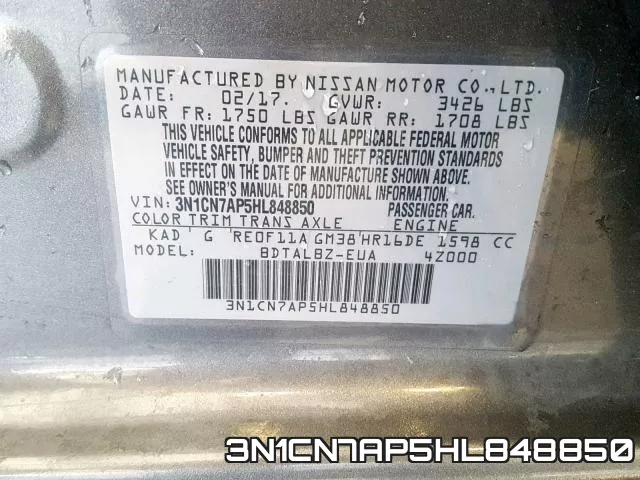 3N1CN7AP5HL848850 фото 2