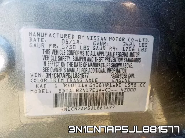 3N1CN7AP5JL881577 фото 2