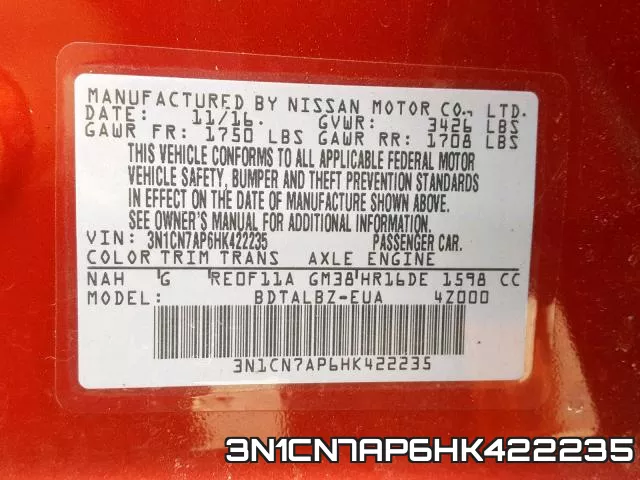 3N1CN7AP6HK422235 фото 2