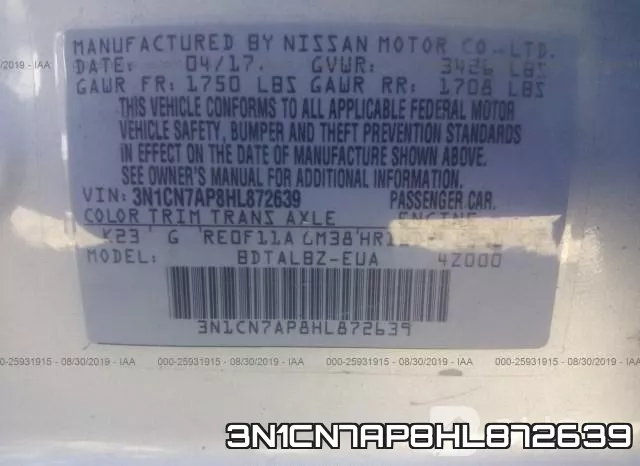 3N1CN7AP8HL872639 фото 10