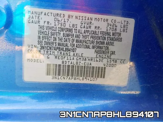 3N1CN7AP8HL894107 фото 2