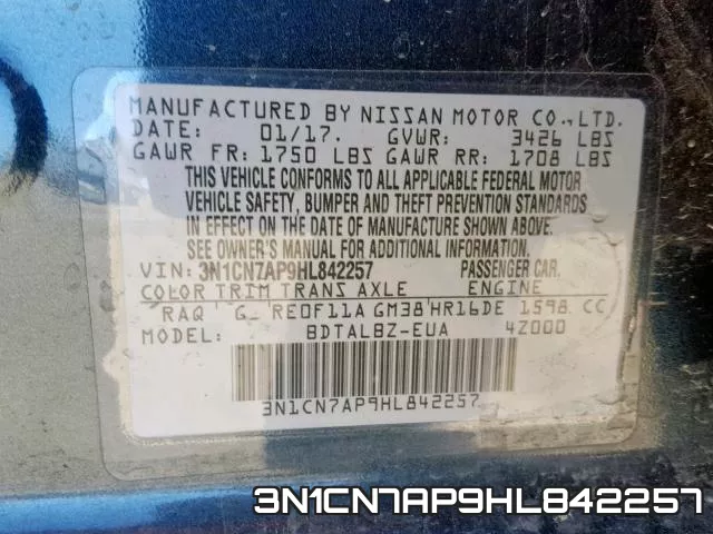 3N1CN7AP9HL842257 фото 2