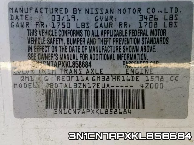 3N1CN7APXKL858684 фото 2