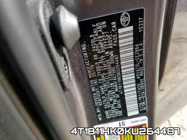 4T1B11HK0KU264487 фото 2
