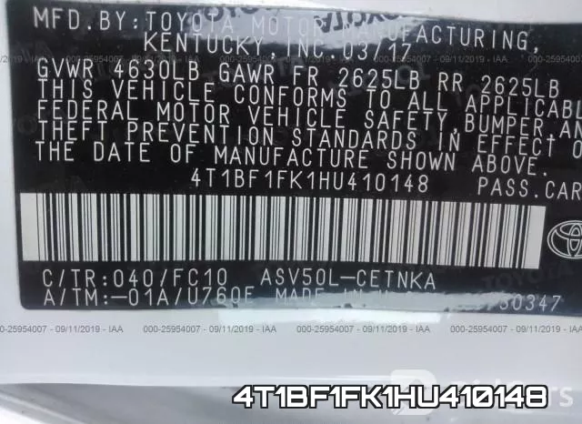 4T1BF1FK1HU410148 фото 10