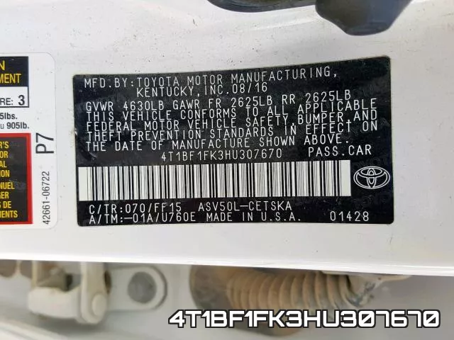 4T1BF1FK3HU307670 фото 2