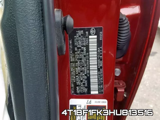 4T1BF1FK3HU813516 фото 2