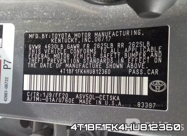 4T1BF1FK4HU812360 фото 10