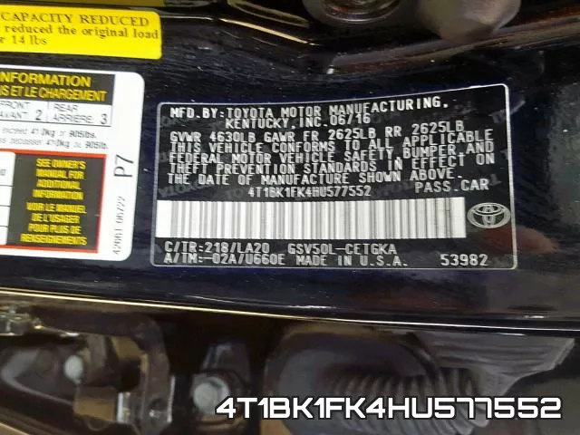 4T1BK1FK4HU577552 фото 2