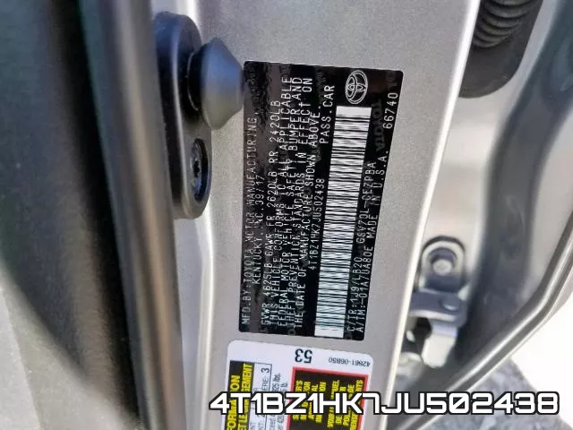 4T1BZ1HK7JU502438 фото 2