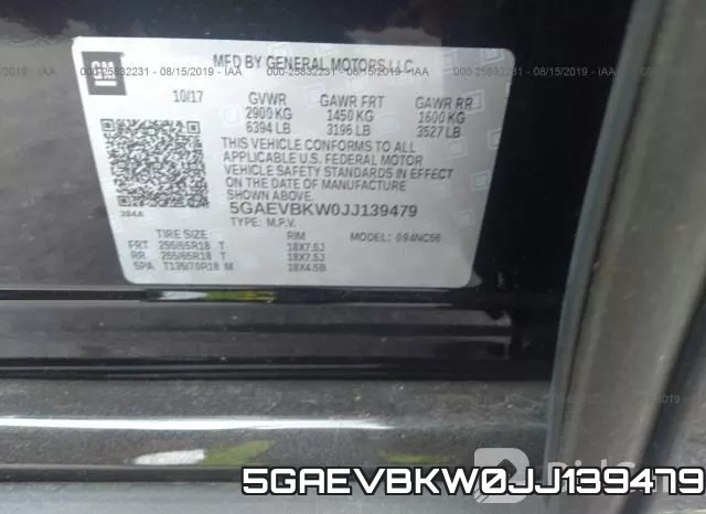 5GAEVBKW0JJ139479 фото 10