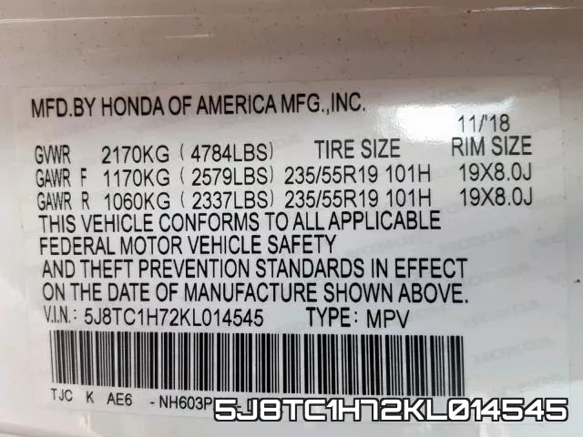 5J8TC1H72KL014545 фото 2