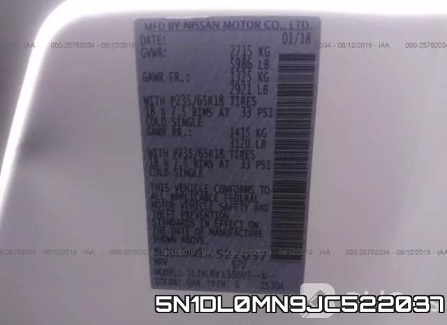 5N1DL0MN9JC522037 фото 10