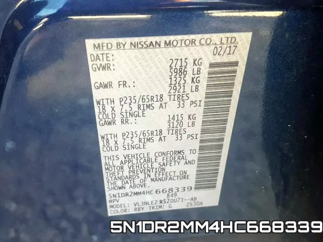 5N1DR2MM4HC668339 фото 2