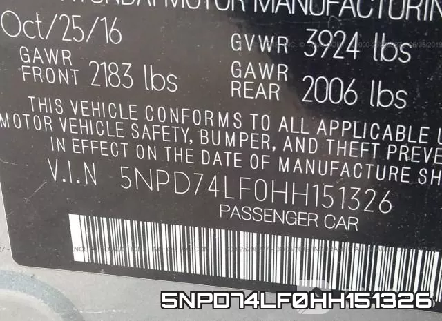 5NPD74LF0HH151326 фото 10