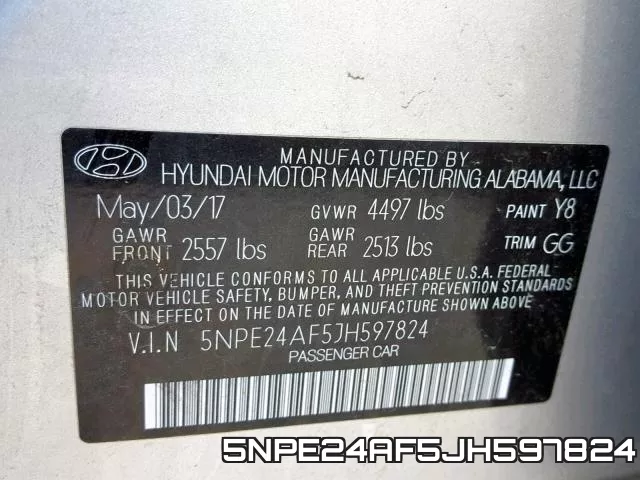 5NPE24AF5JH597824 фото 2