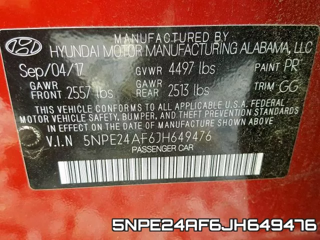 5NPE24AF6JH649476 фото 2