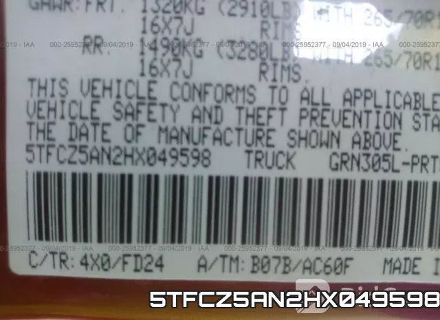 5TFCZ5AN2HX049598 фото 10