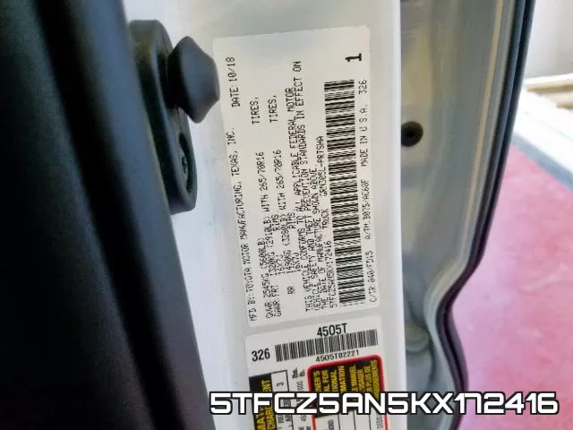 5TFCZ5AN5KX172416 фото 2