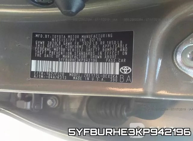 5YFBURHE3KP942196 фото 10