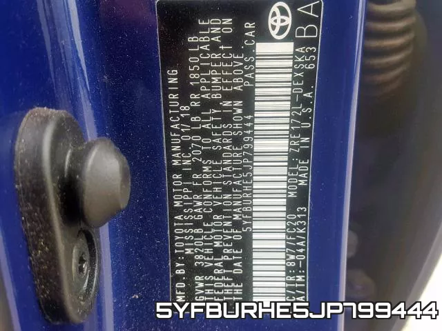 5YFBURHE5JP799444 фото 2