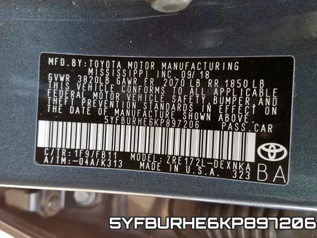 5YFBURHE6KP897206 фото 2
