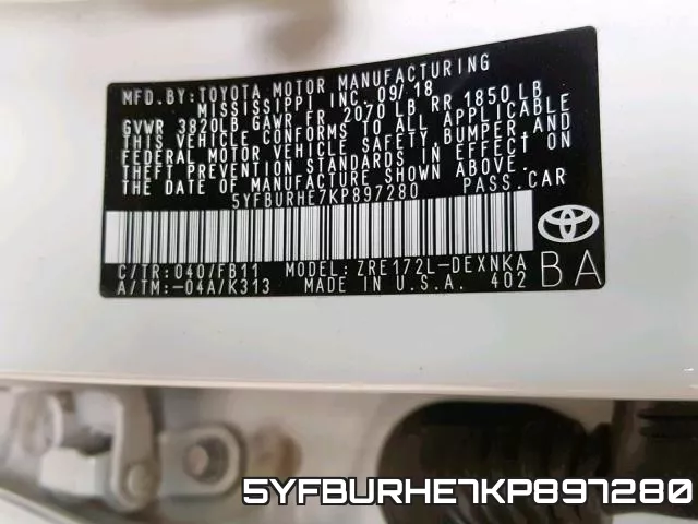 5YFBURHE7KP897280 фото 2