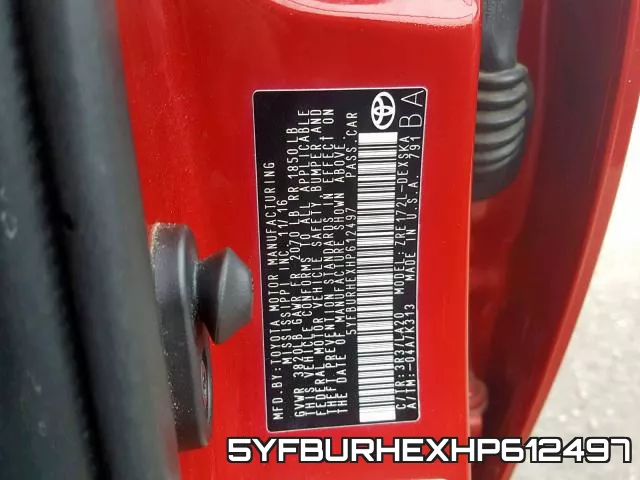 5YFBURHEXHP612497 фото 2