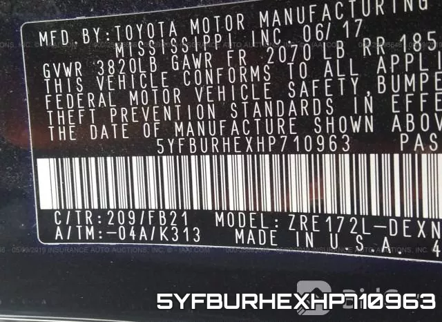 5YFBURHEXHP710963 фото 10