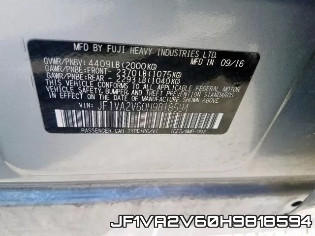 JF1VA2V60H9818594 фото 2